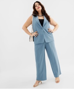 Pantalon de tailleur en maille extensible femme grande taille[MISSING]